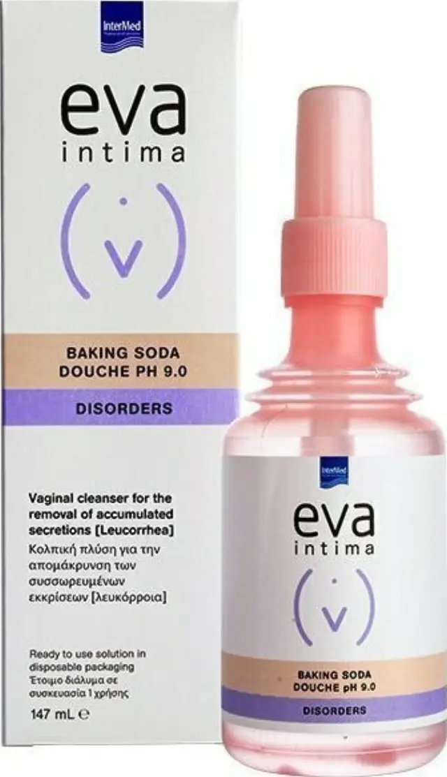 Intermed Eva Intima Disorders Baking Soda Douche pH 9.0 Κολπική Πλύση με Σόδα για την Απομάκρυνση Συσσωρευμένων Κολπικών Εκκρίσεων, 147ml
