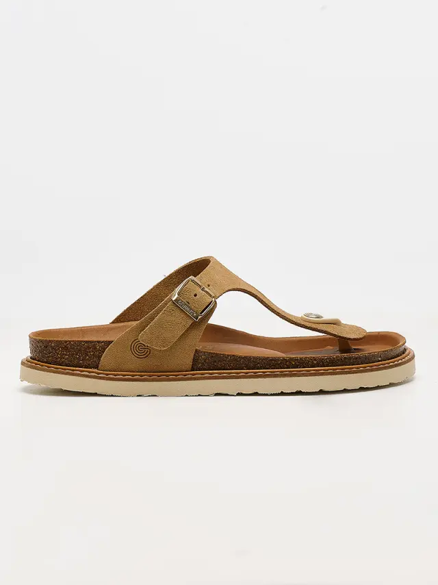 Genuins Πέδιλα Γυναικείο δέρμα suede Μπεζ GEN/ROSAS VELOUR ALMOND 3
