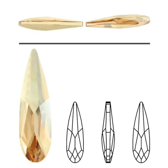Swarovski 4331 Raindrop Fancy Crystal Golden Shadow 20x5.5mm - 2τεμ