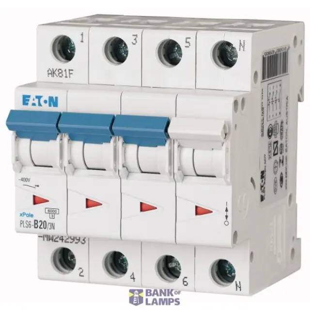 Miniature circuit breaker (MCB), 20 A, 3p+N, characteristic: B
