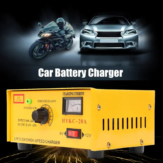 Αυτόματος φορτιστής μπαταρίας 6V + 12V 20Α Αυτοκινήτου + Μηχανής - HYKC-20A 2