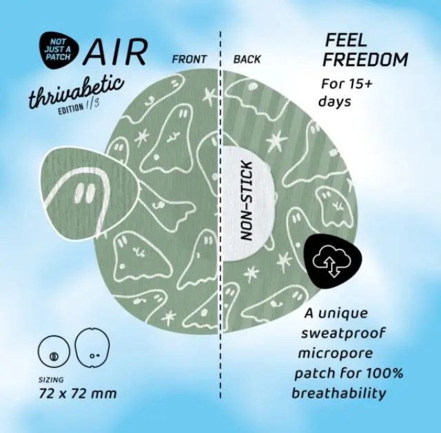 Not Just a Patch Air Thrivabetic Αδιάβροχο Αυτοκόλλητο για Αισθητήρα Dexcom G7, Dexcom ONE+, Freestyle Libre 3, Sibionics GS3, Syai Ultra 10τμχ - T1D Ghosty Mode 2