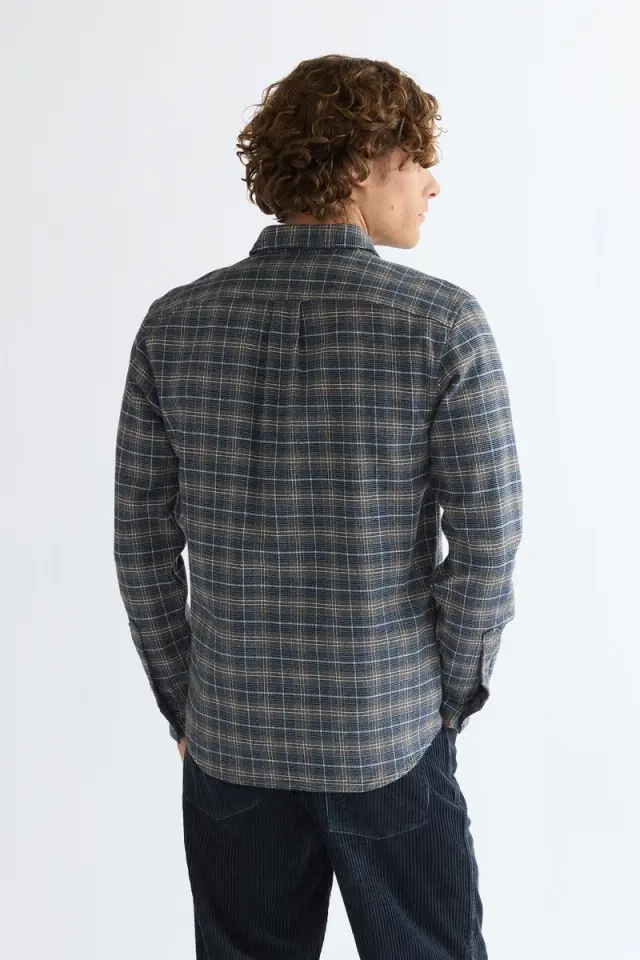 Wrangler Ανδρικό Καρό Πουκάμισο 1 PKT 112386949 - Dark Navy - XXL 2