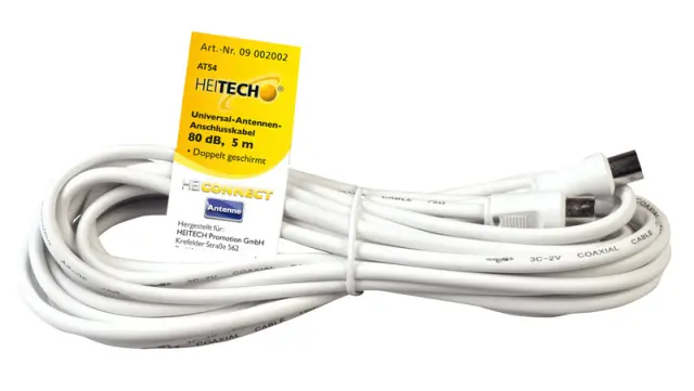 Heitech 09002002 Καλωδιο Rf Male-Rf Female 5.0M Bulk White Κεραίας