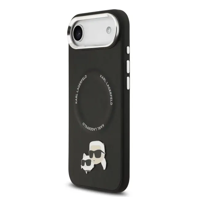 Karl Lagerfeld PU Karl and Choupette Heads Pins MagSafe Case for iPhone Air Black 2