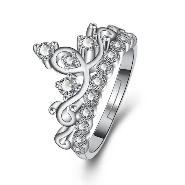 Ghetto Crown Zircon Ring for Women Silver
