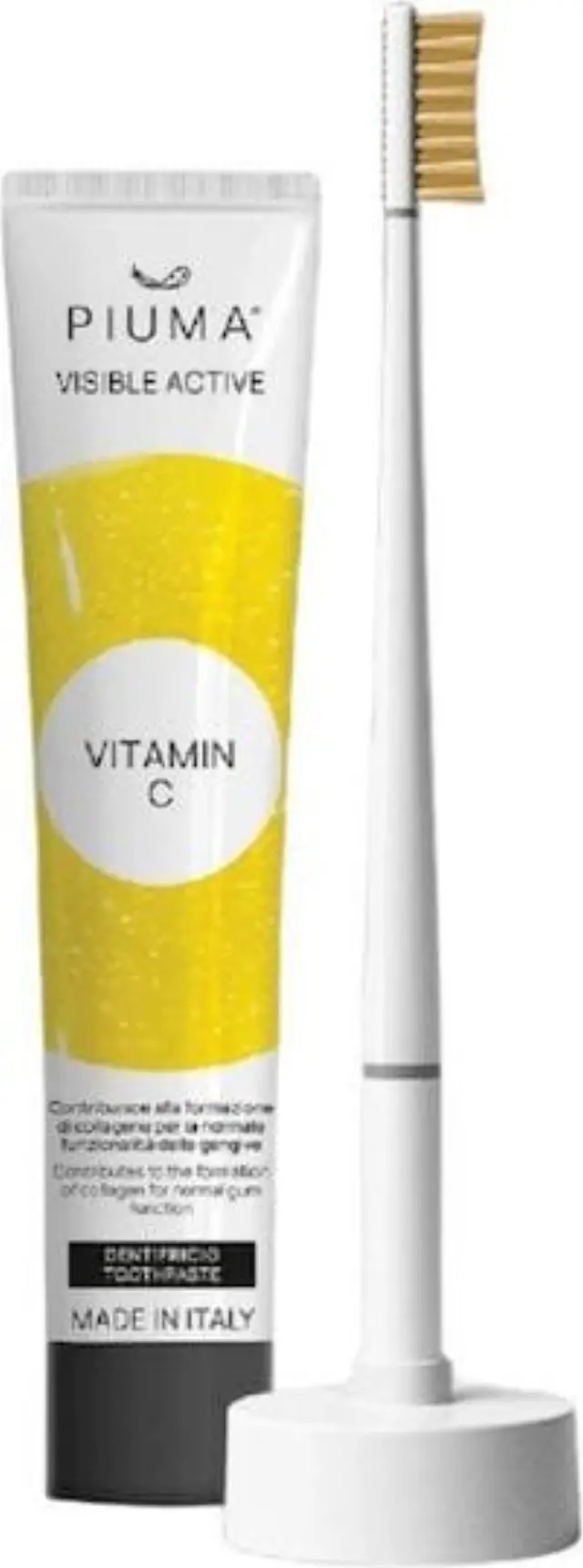 Piuma Pure White Gift Set | Οδοντόβουρτσα & Οδοντόκρεμα Βιταμίνης C | Βάση Οδοντόβουρτσας