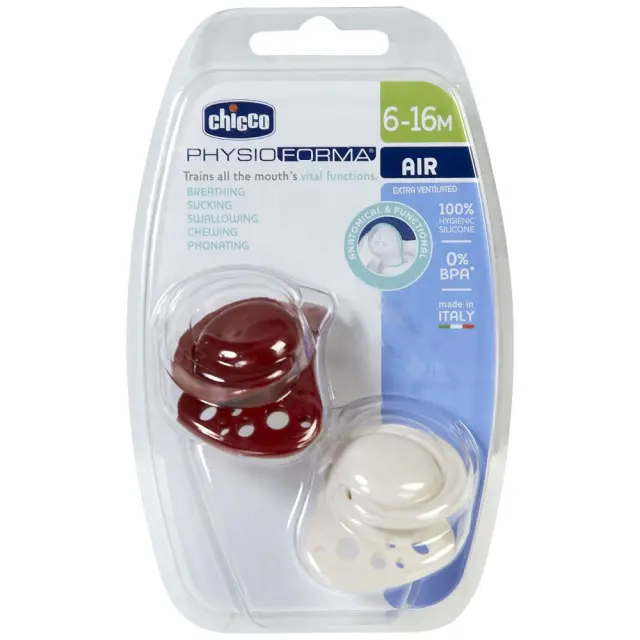 Chicco Physio Air Σετ Πιπίλες Μπεζ/Μπορντό 6-16m 2τμχ