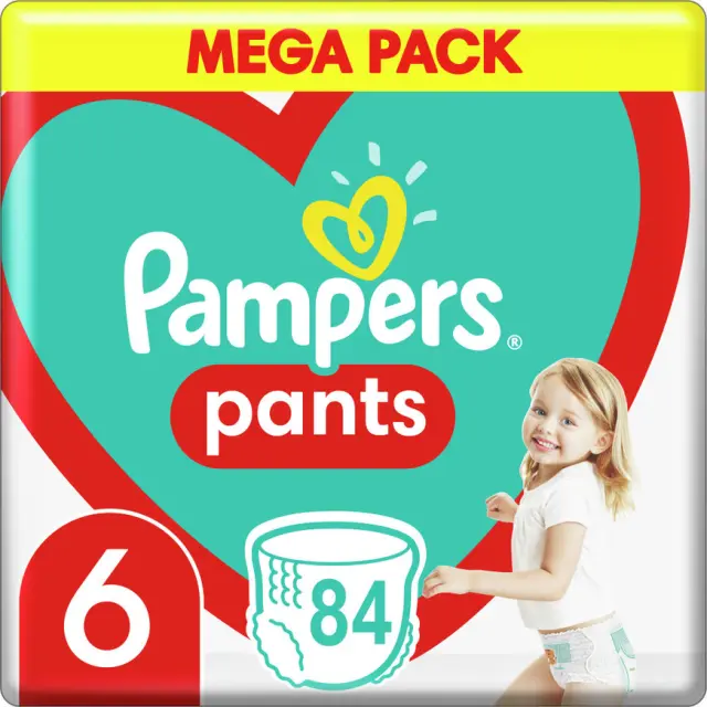 Πάνα βρακάκι Pampers Pants no6 16+ kg – 84τμχ Mega pack