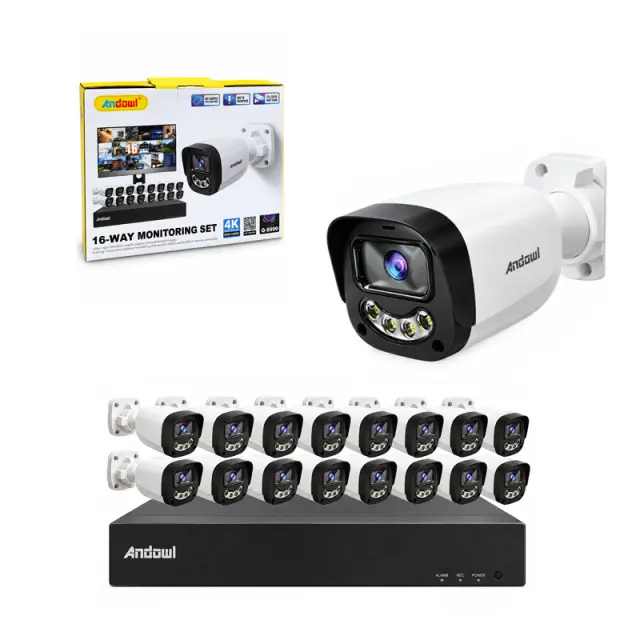 Andowl Σετ Παρακολούθησης Ασφαλείας 4K με 16 Κάμερες, Καταγραφικό DVR/NVR & Έγχρωμη Νυχτερινή Όραση Q-S999 - 4K 16-Camera Security Surveillance System with DVR/NVR and Color Night Vision 0751275