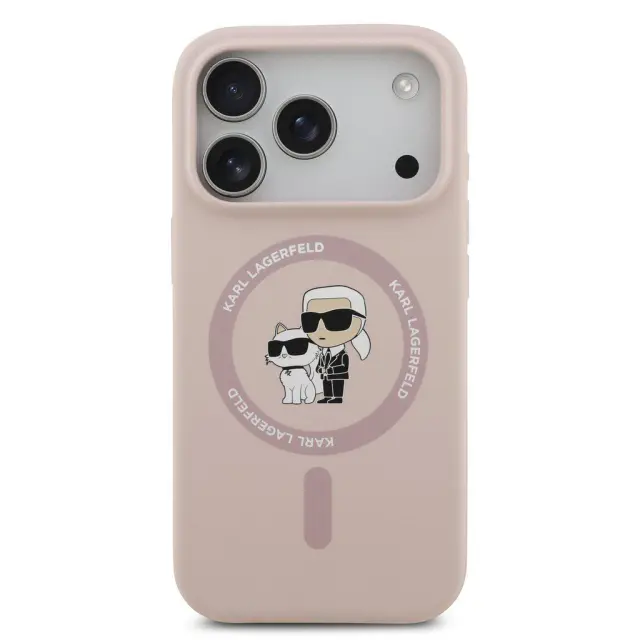 Θήκη Σιλικόνης Karl Lagerfeld Apple iPhone 18 Pro/ 17 Pro Magsafe Ring Karl & Choupette Ροζ N69355