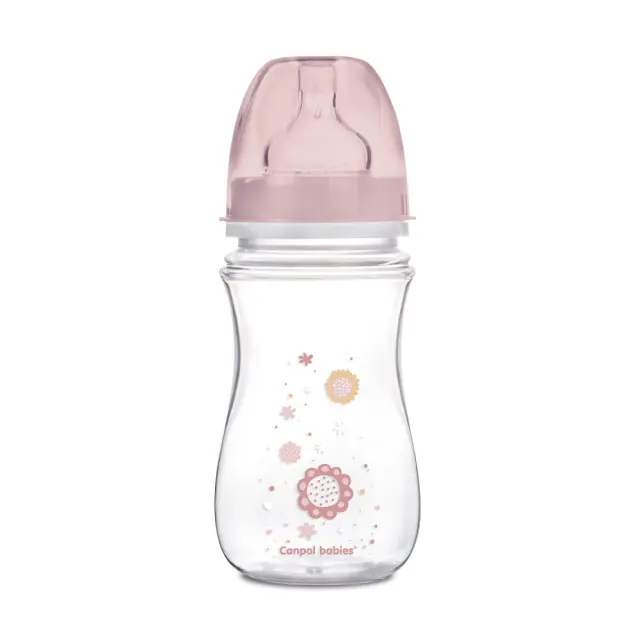 Μπιμπερό με Φαρδύ Λαιμό Κατά των Κολικών 240ml 3-6m Easy Start Canpol Pink 35/217