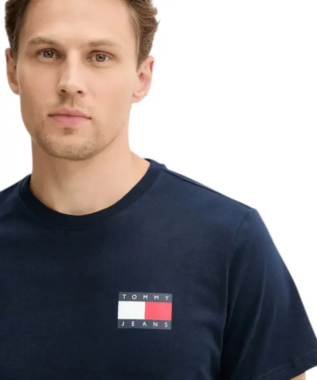Tommy Hilfiger - Ανδρικό T-shirt Th Essential Flag Tee Regular Fit DM0DM20740-C1G Μπλε Σκούρο 3