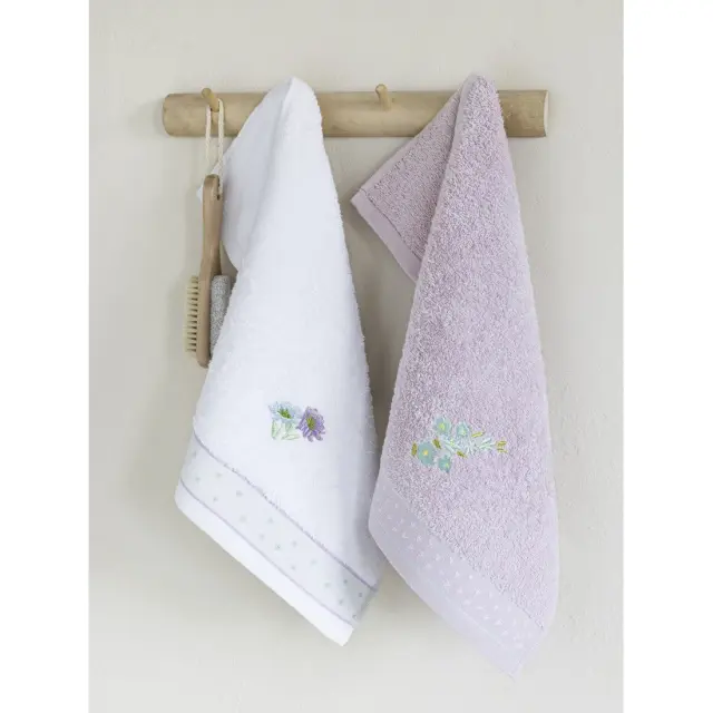 Σετ 2 Τεμ Πετσέτες Χεριών 30x50 420gsm Nima Lavender Lilac-White 100% βαμβακερό