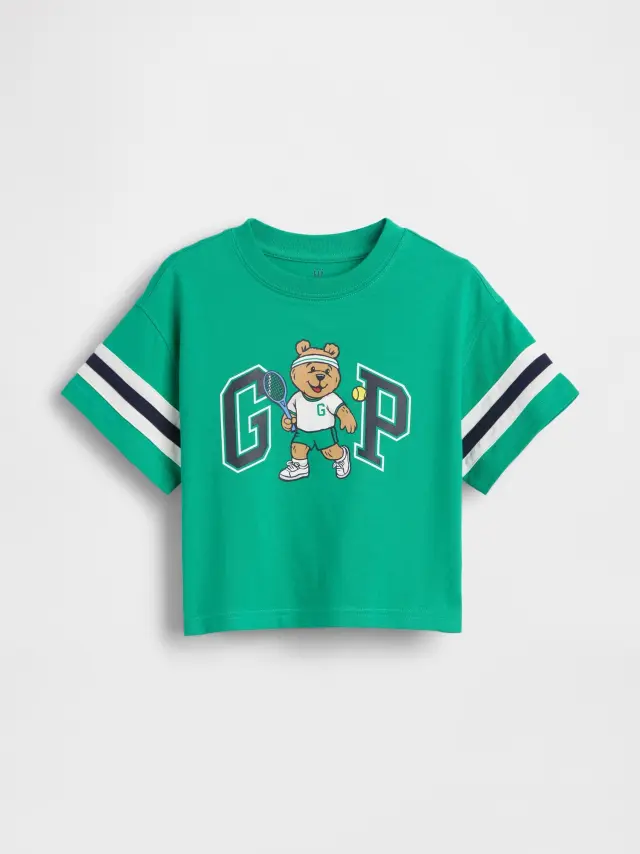 Βρεφική & Νηπιακή Μπλούζα Oversized με Brannan Bear Varsity Λογότυπο Deluxe green - 3YRS