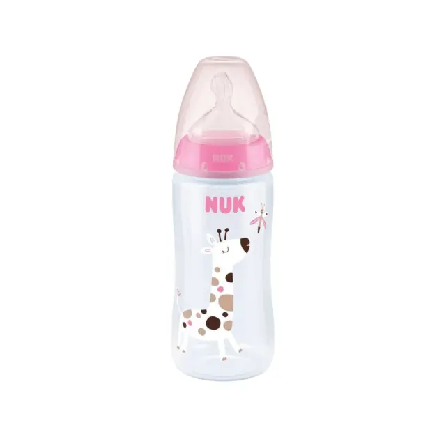 Nuk Πλαστικό Μπιμπερό First Choice Plus Temperature Control Κατά των Κολικών με Θηλή Σιλικόνης 300ml για 6-18 μηνών Μπλε Κροκοδειλάκια