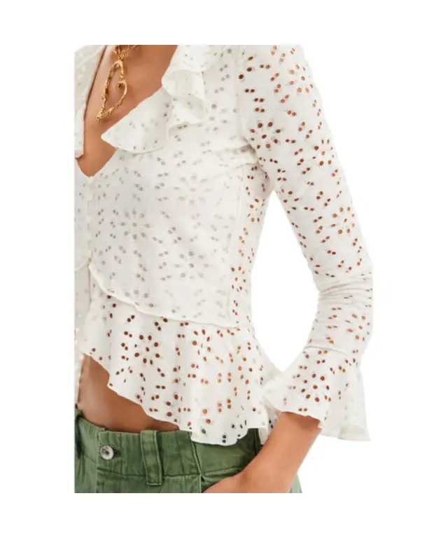 Desigual - Γυναικεία Μπλούζα Με Βολάν Lorna 23SWTKBY-1001 Λευκό 2