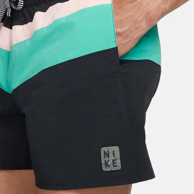 Nike Men's 5inch Volley Swim Shorts Μαύρο - Πράσινο NESSC454-001 (Nike) - Small 2