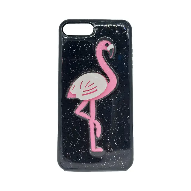 Θήκη Σιλικόνης Futeral Case Flamingos Για Apple iPhone 7 Plus / 8 Plus Μαύρη Ροζ