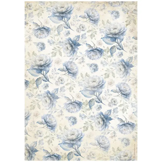 Ριζόχαρτο ντεκουπάζ Stamperia 21x29cm A4, Timeless, Blue flowers
