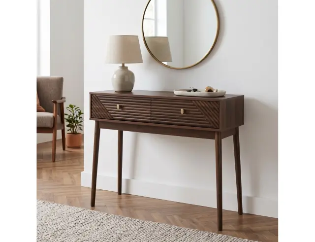 Kονσόλα Εισόδου Tiffany Home Deco Factory με 2 συρτάρια και διαστάσεις 100x35x80cm - Απόχρωση Καφέ HD0563
