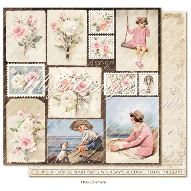 Χαρτί Scrapbooking Maja Collection διπλής όψης, Miles Apart - Ephemera