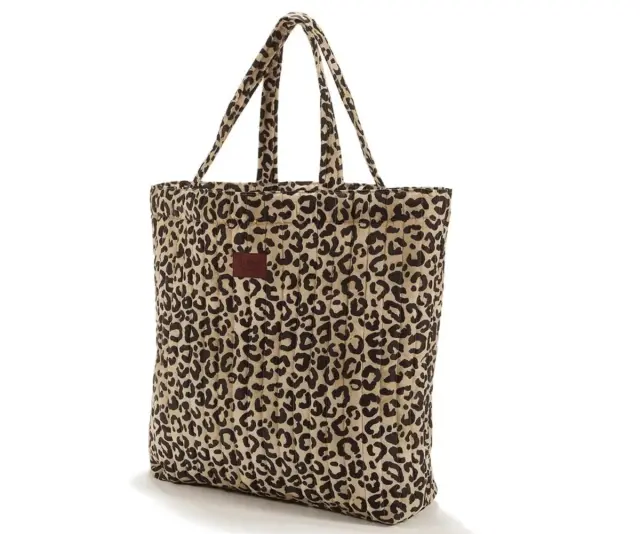 Shopper Bag Ortalion Leopard Cream 54 x 52 εκ