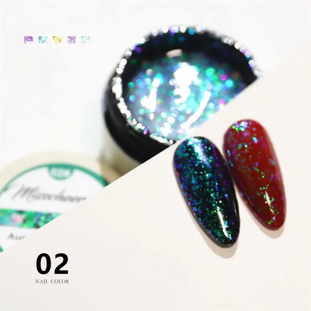 Top coat aurora glitter no wipe 6ml OEM 002