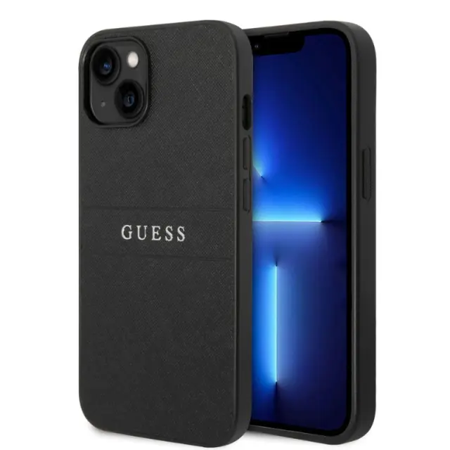 Guess Saffiano Strap Back Cover Δερματίνης / Σιλικόνης Μαύρο (iPhone 14)