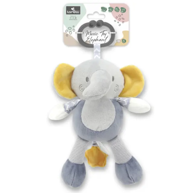 Βελουτέ Κρεμαστό με Μουσική Lorelli Elephant Grey Natural 10191440010