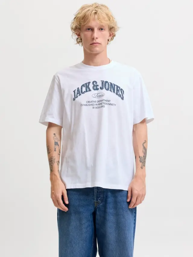 JJEDENVER LOGO TEE SS O-NECK SN - White 2