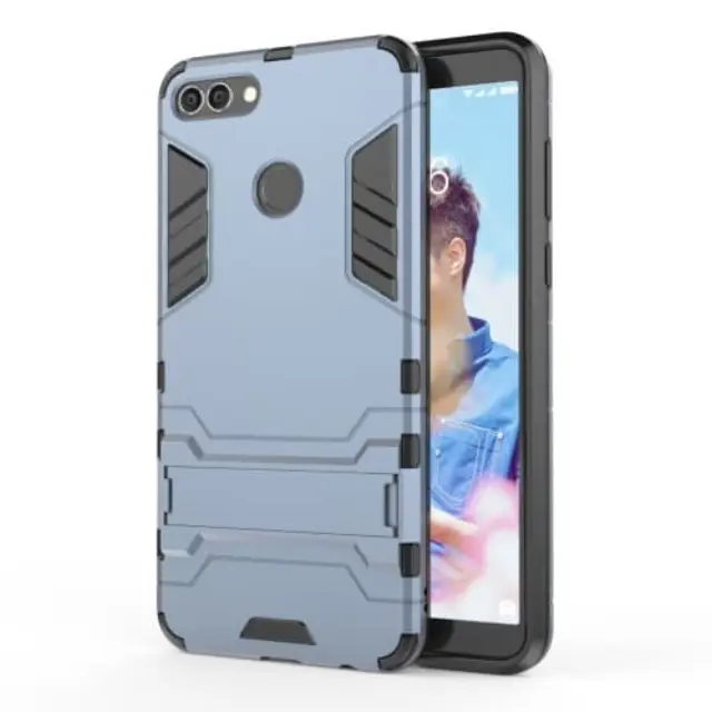 Hybrid Plastic + TPU Θήκη με Kickstand για Huawei Y9 2018- Μπλε