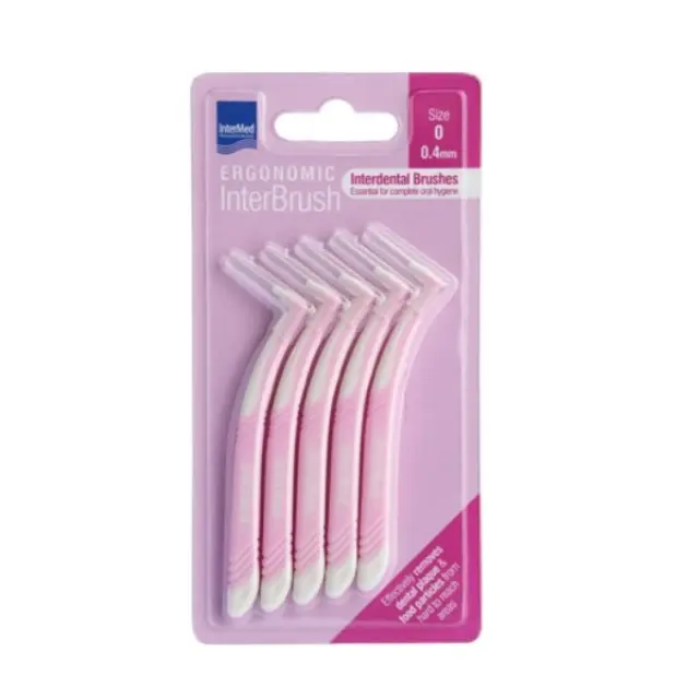 Intermed Ergonomic InterBrush Μεσοδόντια Βουρτσάκια με Λαβή 0.4mm Ροζ, 5τεμάχια