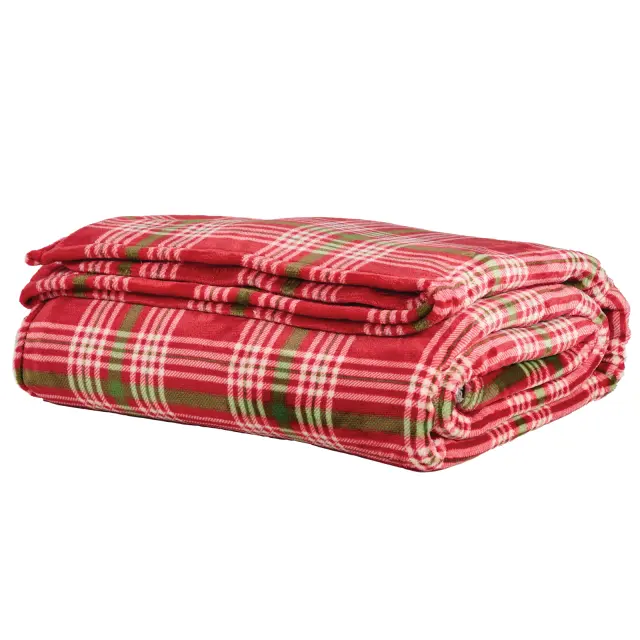 Κουβέρτα 220x240 Υπέρδιπλη 330gsm Fleece Das Home 1361 Red-Green 100% Πολυέστερ 2