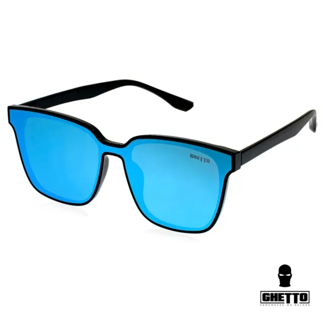 Ghetto Oversized Cat Eye Sunglasses Black Frame For Women Blue