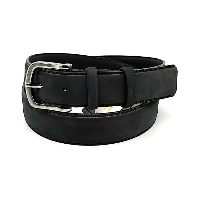 Μαύρη Δερμάτινη Ζώνη Nubuck 3,5 cm