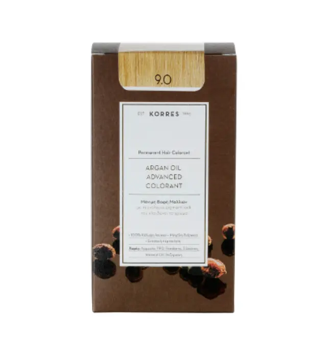 Korres Argan Oil Advanced Colorant Μόνιμη Βαφή Μαλλιών 9.0 Κατάξανθο Φυσικό, 50ml