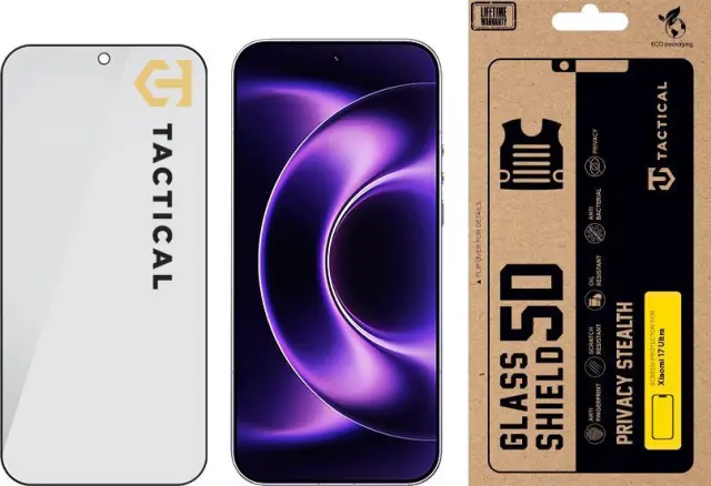 Tactical Glass Shield Privacy Stealth 5D for Xiaomi 17 Ultra Black