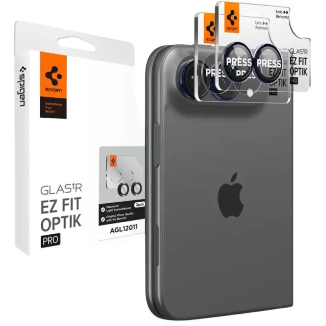 Tempered Glass Rings Spigen για Τζαμάκι Κάμερας Apple iPhone Duo Optik.tR EZ-FIT Μαύρο (2 τεμ.) N71824