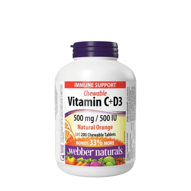 Webber Naturals Vitamin C+D3 500 mg/500 IU
