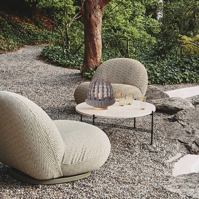 ΠΟΡΤΑΤΙΦ ΓΚΡΙ Φ29X30 ΒΑΣΗ ΞΥΛΟ&RATTAN Γκρί