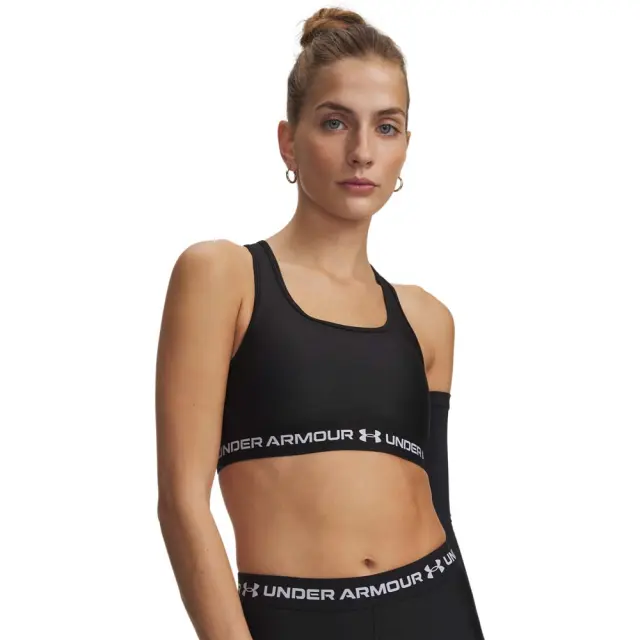 Under Armour Women's Crossback Mid Bra Μαύρο - Άσπρο 1361034-011 (Under Armour)