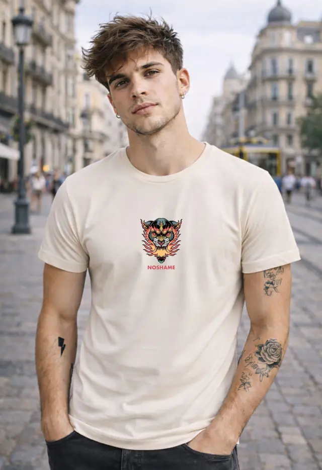 T-shirt Noshame® Off-White με τύπωμα Lion - 122503 - XXL
