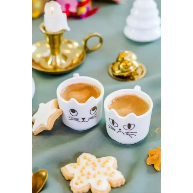 Pylones Σετ 4 φλυτζάνια Espresso (90ml): Cats House White cat 2