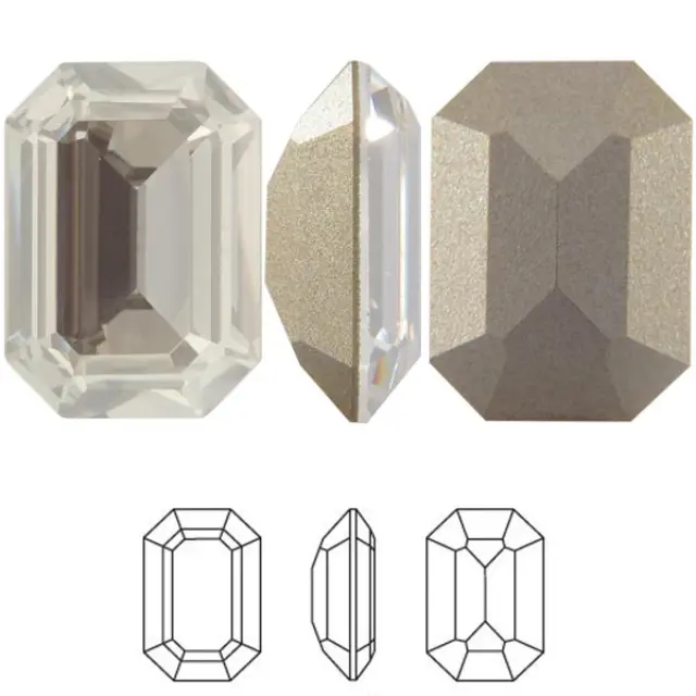 Swarovski 4610 Curved Back Octagon Fancy Stone Crystal Silver Shade 14x10mm - 2τεμ