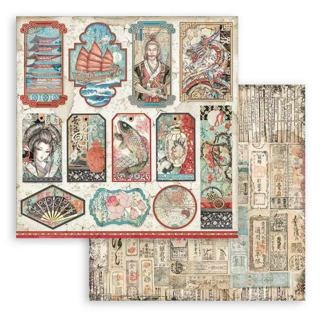 Χαρτί Scrapbooking Stamperia Διπλής Όψης - Sir Vagabond in Japan Tags - 31x30cm
