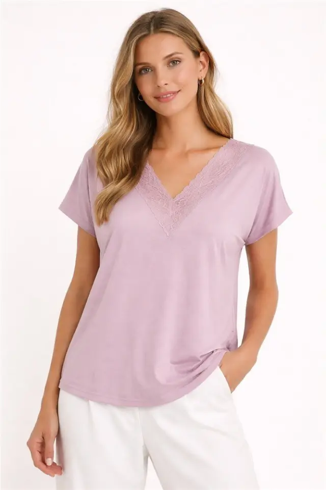 Μπλούζα με Ve λαιμόκοψη, CARNICKY LIFE CAPSLEEVE V-NECK TOP JRS, Only-carmakoma - S(42-44)