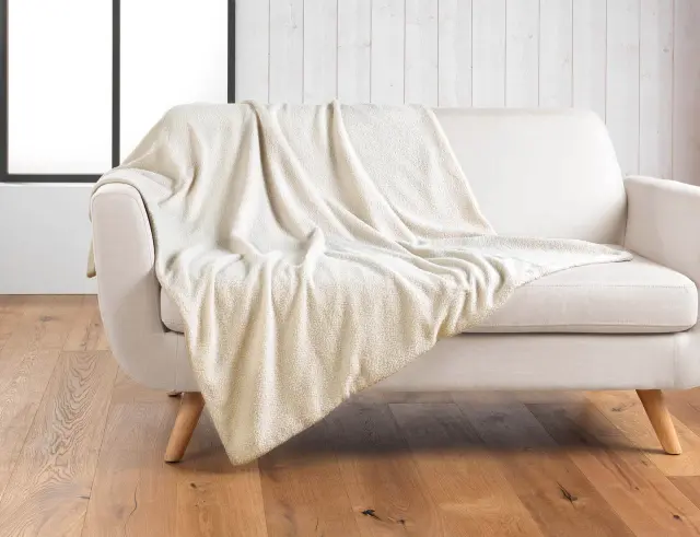 Κουβέρτα Wooly Douceur d'intérieur με επένδυση fleece και διαστάσεις 180x220cm - White 1612414 2