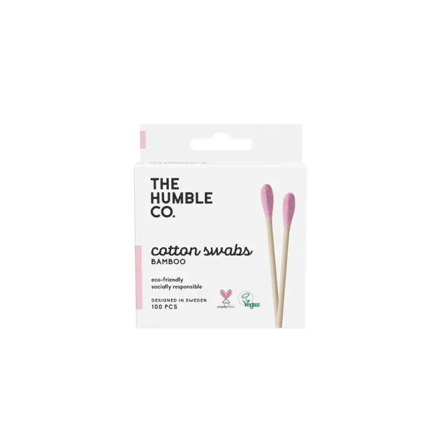 The Humble Co. Natural Cotton Swabs Μπατονέτες Μπαμπού Μωβ, 100τμχ