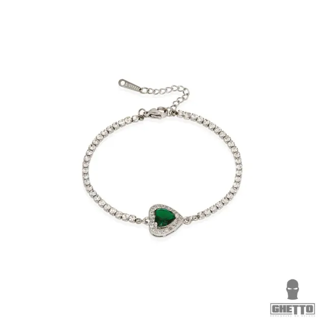 Ghetto Crystal Bracelet Green Heart
